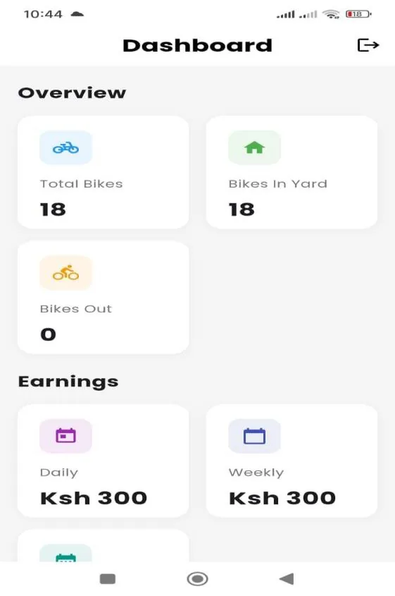 Centre manager dashboard with fleet and earnings
