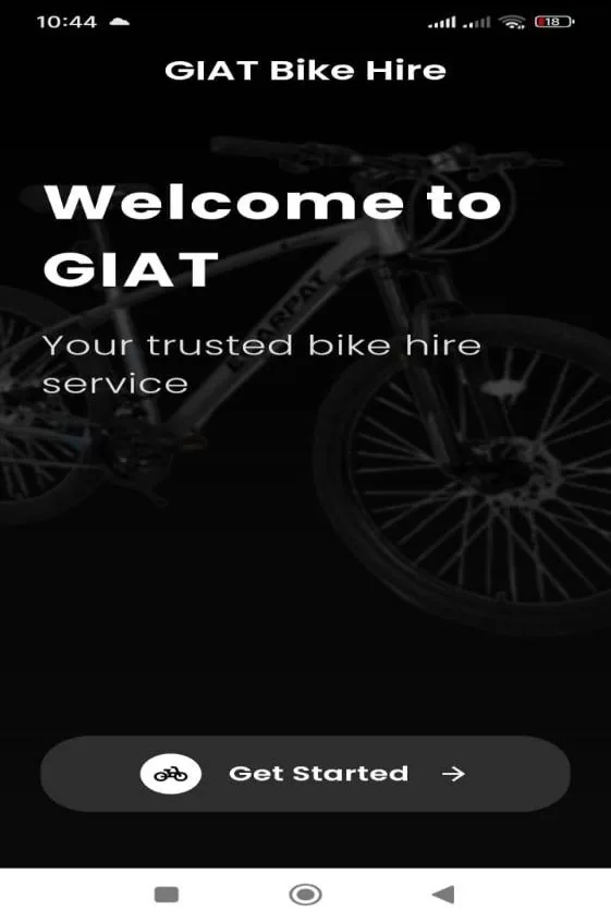 Giat Bike Hire welcome screen